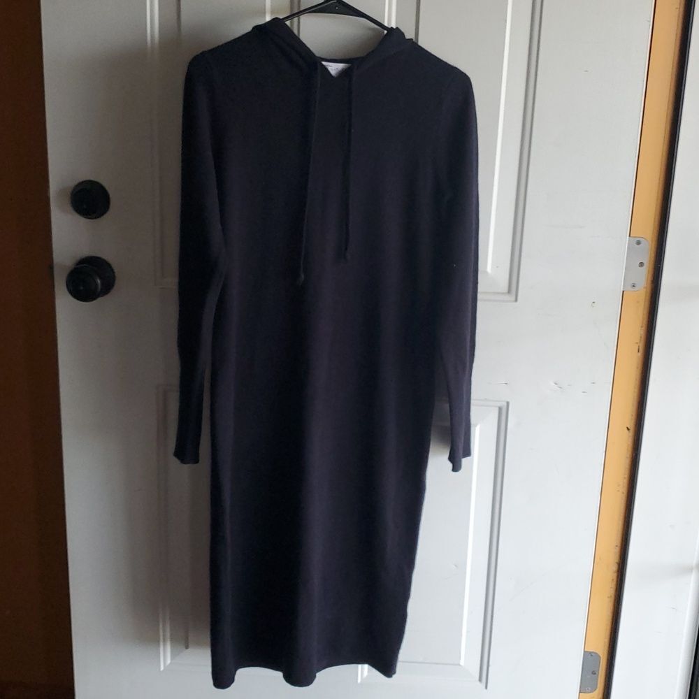 Nordstrom Signature Black Cashmere Hoodie Sweater Dress 89% Cashmere